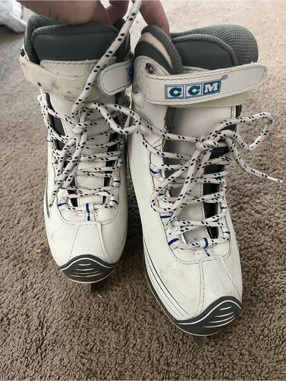 CCM White and Ice Skates with Navy Accents